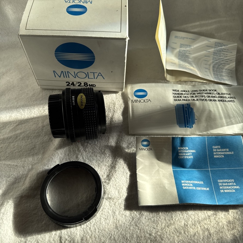 Minolta MD 24mm f/2.8 MD Lens From JAPAN Vintage New In Box Never Used Caps